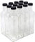nicebottles Lot de 12 bouteilles Quadra en verre transparent, 250 ml, bouchons noirs (250 ml)