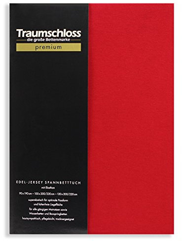 Traumschloss Premium Edel-Jersey Spannbettlaken 140-160x200-220 Rubin