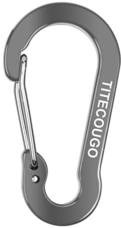 Carabiner Keychain,Aluminum D-ring Locking Carabine D-Shape Lock Snap Backpack Water Bottle Keychain Climbing Gear Accessories EDC Camping Tent Multi Function Tool Multiple Colors Grey 4 Pack