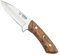 Cudeman Cuchillo 135-L hoja de acero inoxidable ACX-380 de 8,5 cm empuñadura de madera de olivo de 9,5 cm para caza, pesca, supervivencia y bushcraft + Portabotellas regalo