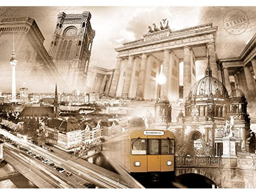 Runa Art Fototapete Berlin Stadt Modern Vlies Wohnzimmer Schlafzimmer - Made in Germany - Braun 9456010b