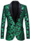 PYJTRL Herrenmode Samt Pailletten Blumenmuster Anzugjacke Blazer (XXL, Grün)