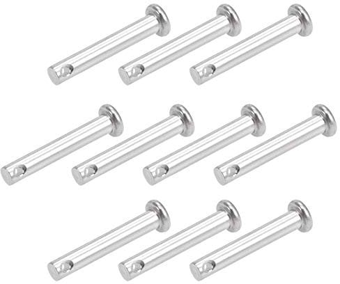 sourcing map 10Stücke Gabelbolzen Einzelnloch 5mm X 30mm flacher Kopf 304 Edelstahl Scharnier Stift