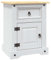 vidaXL Kiefer Nachtschrank Mexiko-Stil Corona mit 1 Schublade Nachttisch Nachtkonsole Nachtkommode Schlafzimmer Kommode Schrank Weiß 53x39x67 cm