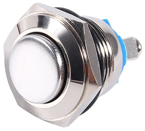Hupenschalter 12v Druckknopfschalter Schalter Klingel Druckschalter 12V 16mm Auto Wasserdichter Momentan-Metallknopf EIN AUS Hupenschalter Silber Druckschalter Wasserdicht