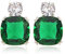 [RIZILIA CLASSIC] Stud Boucles d'oreilles avec coussin Pierced Cut CZ Gemstones [vert émeraude] en or blanc 18k, Simple moderne et élégant