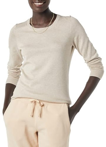 Amazon Essentials Women's Long-Sleeve Lightweight Crewneck Jumper (Available in Plus Size), Oatmeal Heather, XL