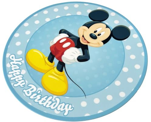 Essbare Tortenaufleger - Tortenaufleger Geburtstag - Tortendeko Mickey Mouse Motiv - Geburtstagskuchen Deko aus Fondant - Rund 20 cm - Esspapier Tortendeko - Cake Decoration