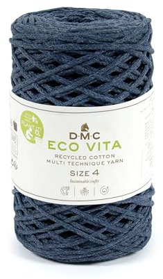 DMC - Eco Vita 4 | Recyceltes Baumwollgarn - mit Pflanzen-Etikett | 250 g - 200 m - 12 Farben