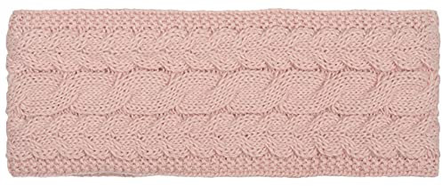 styleBREAKER Damen Strick Stirnband einfarbig mit Zopfmuster, Thermo Fleece Futter, Winter Headband Uni 04026058, Farbe:Altrose