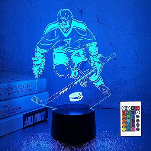 Jinson well 3D Eishockey Spieler Nachtlicht led licht Lampe optische Nacht licht Illusion 7 Farbwechsel Touch Switch Tisch Schreibtisch Dekoration Lampen mit Acryl Flat ABS Base USB Spielzeug