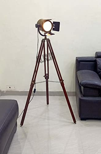 Lampada da Terra Vintage Finitura Ottone Proiettore per Soggiorno, Moderna Lampada da Terra Lampada da Tavolo per Camera Da Letto