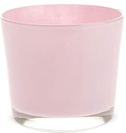 matches21 Glastopf Pflanzgefäß Teelichtglas Topf rund Übertopf Pflanztopf Blumentopf Glas rosa 1 STK 14,5x12,5 cm