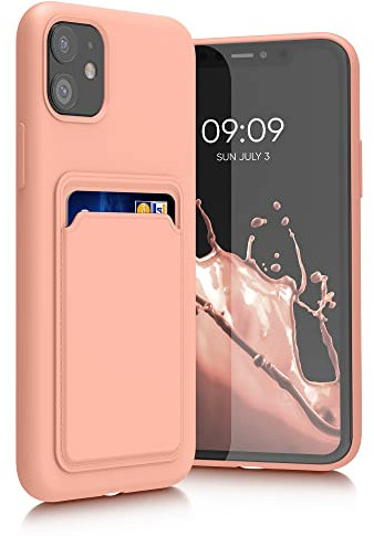 kwmobile Handyhülle kompatibel mit Apple iPhone 11 Hülle - Handy Cover mit Fach für Karten - in Grapefruit Pink