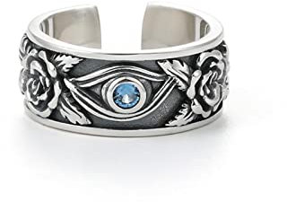 DOOLY Auge des Horus Ring Männer Persönlichkeit Retro Gott allwissend Einzelring Rose Blume Öffnung Silberring