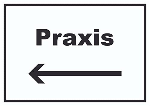 HB-Druck Praxis Schild mit Text und Richtungspfeil Links Arzt Gesundheit waagerecht A6 (105x148mm)