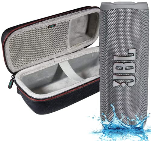 JBL Flip 6 - Altavoz Bluetooth portátil impermeable, sonido potente y graves profundos, IPX7 impermeable, 12 horas de reproducción con funda rígida Megen, color gris