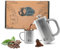 One World Coffee®️ French Press und Becher aus Edelstahl, Kaffee Geschenkset Outdoor (Edelstahl)