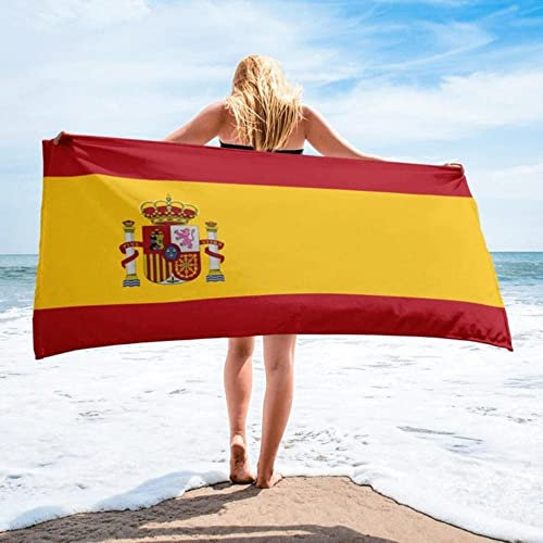 Lingquare 2 uds Toallas de Lujo para baño Bandera de España Impresa Toalla de Playa de baño de Microfibra para Adultos Suave Absorbente de Agua Transpirable Verano Surf Bata Manta 70x140cm