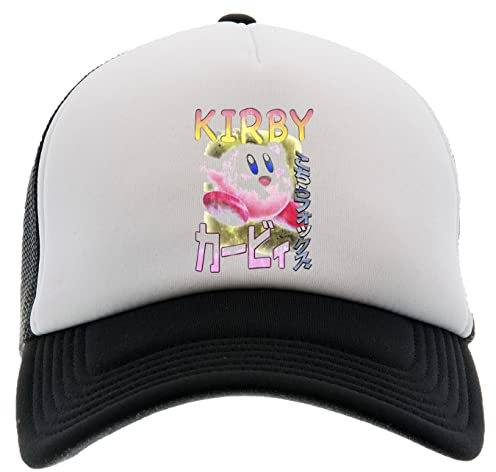 Kirby Smash Ultimate Vintage Bootleg Rapper Baseball Kappe Hut Unisex Männer Frauen Schaum Vorne Mesh Zurück Schwarz Cap Foam Front Mesh Back
