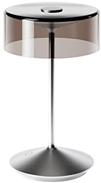 SIGOR Numotion - Dimmbare LED Akku-Tischleuchte Indoor & Outdoor, IP54 spritzwassergeschützt, Höhe 26,5 cm, aufladbar mit Easy Connect, 12 h Leuchtdauer, silberfarben