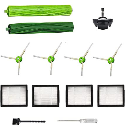 Accesorios y repuestos para iRobot Roomba I E J Series: j7, i7, i6, i3, i4, i2, i5, i8, i1+ / Plus, e5, e6-1 Set de Cepillo rodante, 1 Rueda giratoria, 4 filtros, 4 cepillos Laterales.
