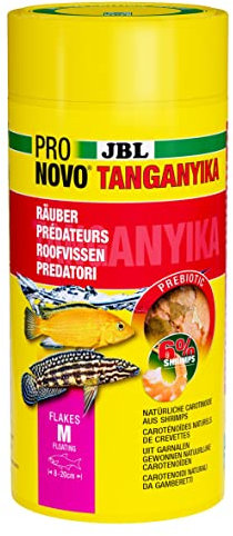JBL PRONOVO TANGANYIKA FLAKES, Hauptfutter für alle Buntbarsche von 8-20 cm, Fischfutter-Flocken, Größe M, 1000 ml