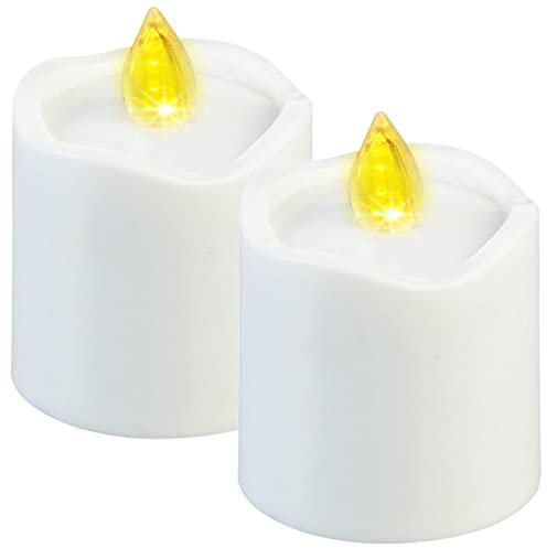 PEARL Grabkerze: 2er-Set flackernde LED-Grablicht-Kerzen, leuchtet Tag & Nacht, weiß (Grabkerze LED, Grab, Schmuck Leuchten)