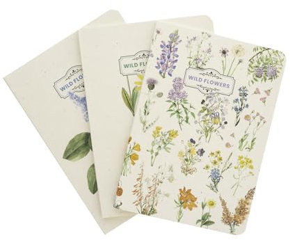 Grupo Erik: Set 3 Quaderni A6 Botanical Wild Flowers | Pack 3 Quaderni A6 da personalizzare, quaderni appunti con copertina flessibile, carta d'avorio 80g/m², Botanical Wild Flowers Collection