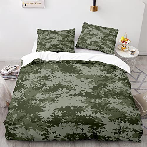 LUDVIK Camouflage Bettwäsche Mikrofaser Bettbezüge Schnell Trocknend Und Kein Bügeln Bettdeckenbezug 155X220 155X220 cm + 2 Kissenbezüge 80X80Cm