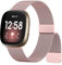 Meliya Correa Metalica Acero Inoxidable Pulsera Repuesto para Fitbit Versa 4/Versa 3/Sense 2/Sense Hombre y Mujer (Rosa)