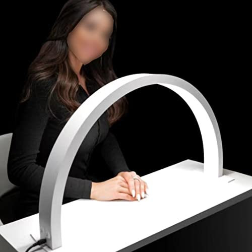 OXFUZZ Lampada da Terra A Mezzaluna LED,Lampada di Bellezza Mezzaluna Dimmerabile Continua 30 W con Luminosità Regolabile A Tre Colori 3000‑6000k,Lampada Scrivania A Mezzo Anello,White2