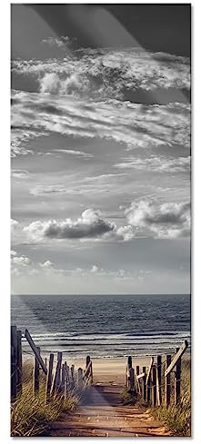 Pixxprint Glasbild Panorama, Wandbild aus Echtglas, Weg zum Strand am Meer, 100x40 cm, inkl. Aufhängung und Abstandshalter