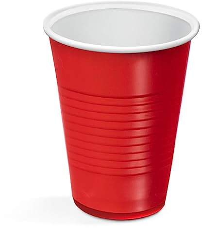 TIENDA EURASIA - Vasos de Plastico Rojo y Blanco, 10 unidades, 450cc, Reutilizables, 5,5cm de ancho x 12,2cm de alto x 9,5cm de boca, Libres de BPA, Ideales para Cumpleaños, Fiestas y Celebraciones