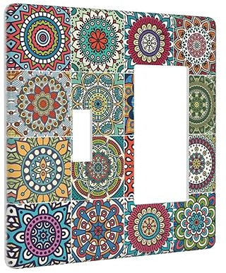 Talavera vintage piastrelle messicane in ceramica 2 gang singolo interruttore a levetta combinazione interruttore luce copertura decorativa da parete piastra elettrica per casa colonica bagno camera