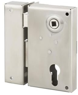 THIRARD - Boitier de serrure verticale en applique double entrée à fouillot pour portail, gauche, axe 45mm, 73x125mm, inox