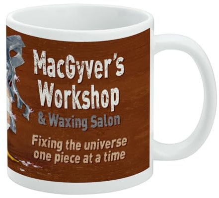 Duck Tape MacGyver's Workshop Keramik-Kaffeetasse für Kaffee, Tee und heiße Getränke, 325 ml, Weiß