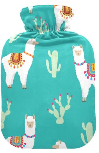 Niedliche Alpaka-Wärmflasche und Bezug, weich, warm, für Winter, Bett, Hand, Hals und Schultern, 2 l