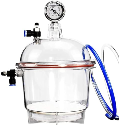 XLTEAM Transparenter Vakuum-Exsikkator, Labortrocknungsgerät Mit Manometer, 150-mm-Doppelventil, Für Die Vakuumtrocknungslagerung Im Labor