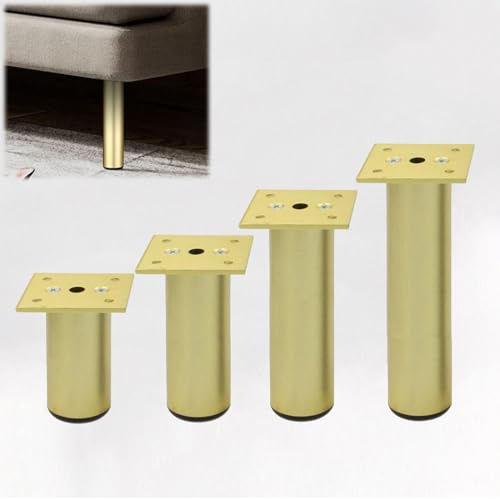 KGUDYS 4stücke Verstellbare Möbelfüße,5cm 8cm 10cm 15cm 20cm 25cm Möbelfüße Aluminiumlegierung,Verdickten Schrank Beine Sofa Füße,Für Restaurant Couch Tisch Stuhl Und DIY Möbel,Gold-20cm/7.9in