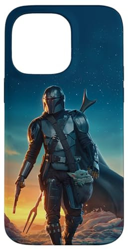 iPhone 14 Pro Max Star Wars The Mandalorian and Grogu Sunset Poster Case