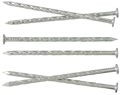 3.8mm x 100mm Extra Strong Hardened Heavy Duty Galvanised Square Twisted Nails for Constructions and Woodwork (Pack of 50)