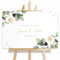 Willkommensschild Hochzeit Eukalyptus mit Datum und Namen, personalisierte Hochzeitsdeko, Aufsteller Willkommen Schild, Grün, Leinwand, 60x40, (HEI Print)