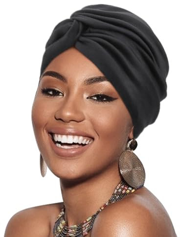 DRESHOW 1 Stück Afrikanischer Damen Turban Doppelt Geflecht Kopfbedeckung Kopftücher Chemo Kappe Vorgebunden Beanie Mütze Kopfwickel Schlafmütze