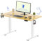 FLEXISPOT 140 * 60cm Electric Standing Desk Adjustable Sit Stand Up Desk Computer Desk with Hook Memory Function for Office and Home (Maple+White)