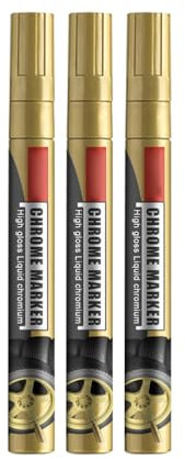 3 Stück Auto-Reparatur-Lack-Kratzer-Entferner-Lackstift, Hochglanz-Flüssigkeitsmarker, Chrom-Markierungsstift (GOLD)