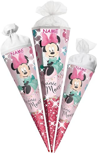alles-meine.de GmbH Schultüte - Minnie Maus - 35-85 cm - Größe wählbar - Holzspitze wählbar - inkl. Name - Zuckertüte - Tüll - oder Filzabschluß - eckig/rund - klein & groß -..