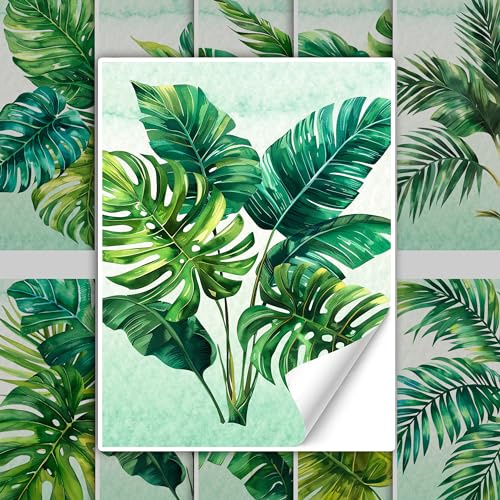 GRAZDesign Fliesenaufkleber Blätter Dschungel Tropical Bad & Küche, Fliesenbilder grün selbstklebend - 20x25cm / 10 Stück