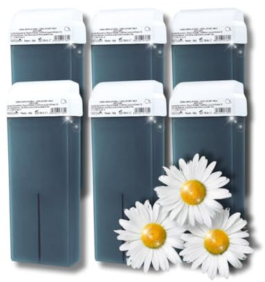 LALILL Azulene Wachspatronen 100ml x 6 - Roll on Wax - Wirksames Enthaarungswachs - Wachspatrone mit natürlichen Zutaten, Depilation, Körper, Gesicht, Beine, Roller, Breit