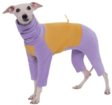 ESCCBOO Italienischer Windhund-Whippet-Kleidung, warmer Fleece-Rollkragenpullover, beruhigender Kapuzenpullover, Einteiler für Hunde (Größe S)